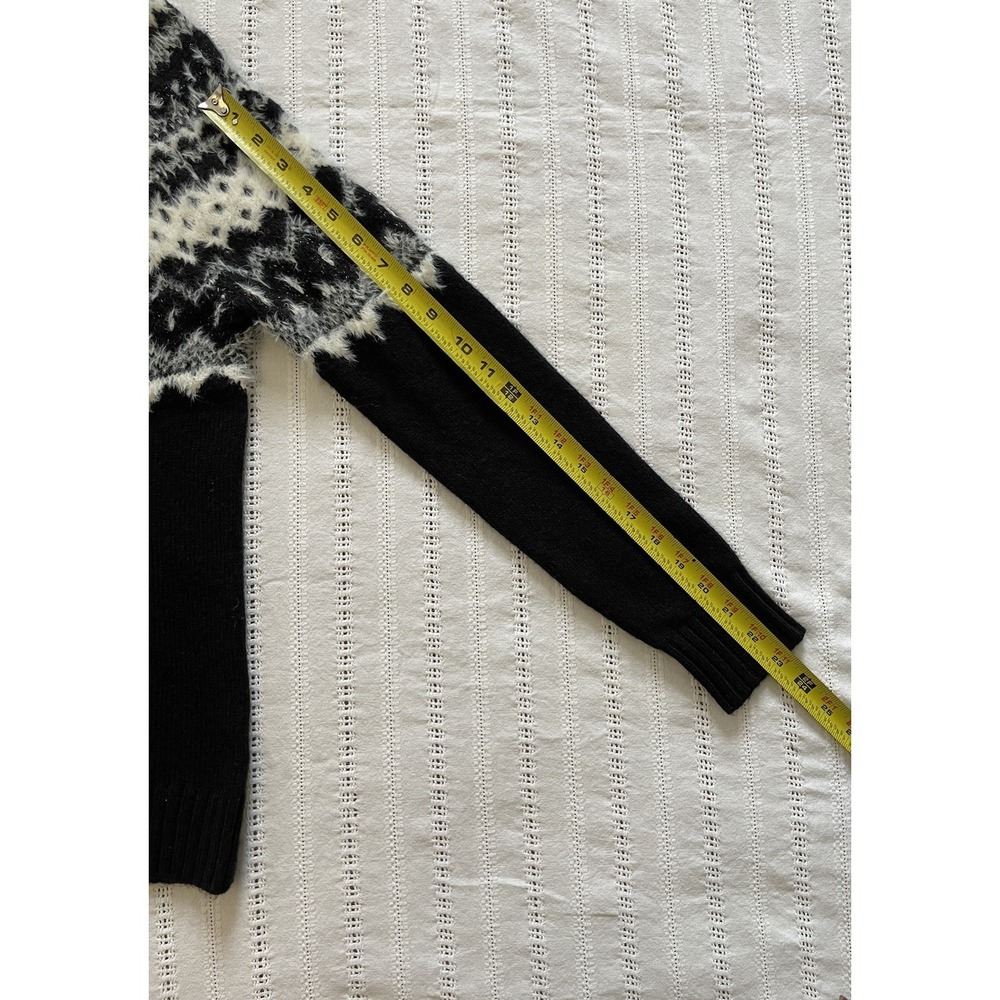 Talbots NWT Fair Isle Fuzzy Long Sleeve Black White Sweater. Size Medium.‎ - Picture 11 of 11